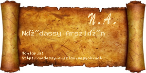 Nádassy Arszlán névjegykártya